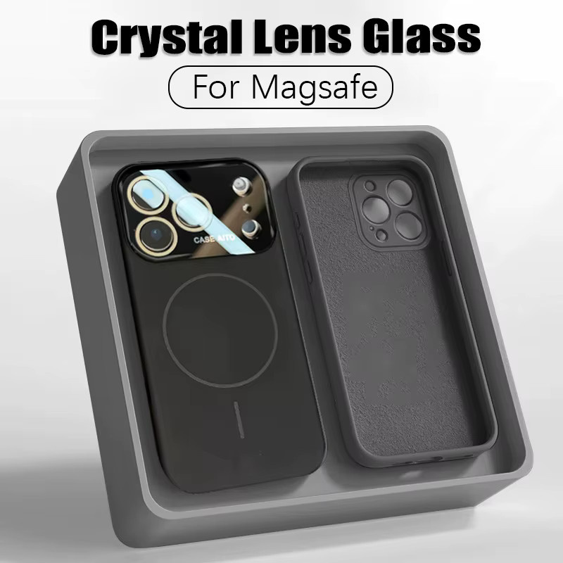 Luxuriöse MagSafe Kristall-Objektivhülle für Apple iPhone 17, 16, 15, 14, 13, 12 Pro Max in Schwarz mit kabellosem Laden und weichem Material - Bild 2