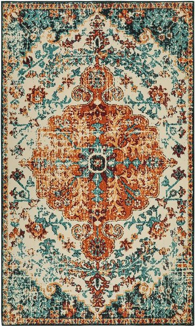 BC-Warm Home Boho Bereichsteppich Floral, Waschbarer Vintage Teppich für Schlafzimmer und Badezimmer, Rutschfest, Mehrfarbig, B: 120 cm, T: 160 cm - Bild 1
