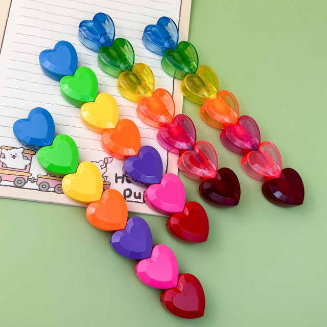 Einteiliges Textmarker-Set mit herzförmigen Markern in Mehrfarben für Journaling, Ausmalen und Zeichnen mit Keilspitze - Bild 1