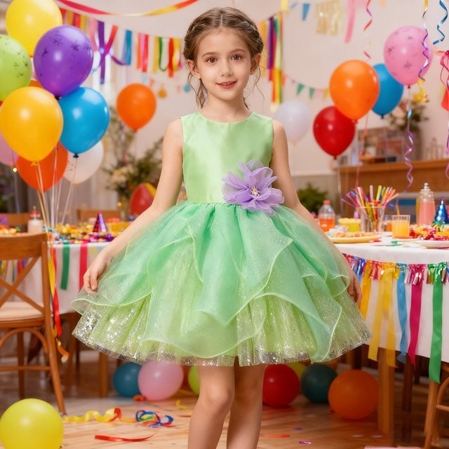keaiyouhuo Prinzessin Elf Verkleidung, Kleid, Grün, Mädchen - Bild 1