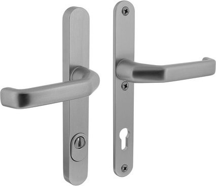 Intersteel Schutzbeschlag in Silber Aluminium mit Kernziehschutz PZ 92 mm und Schmaldrücker/Drücker - Bild 1