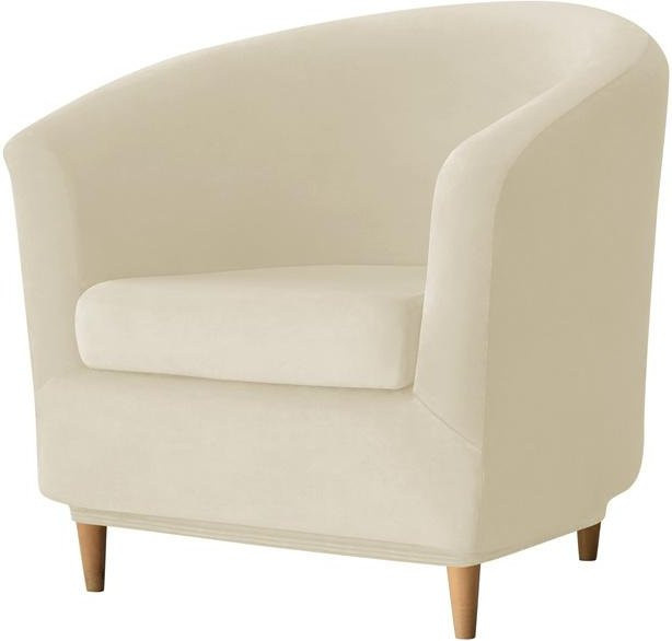 2er-Set Bestbags Samt Sesselbezüge mit Sitzkissenbezug, Stretch Sofabezug in Beige für Wohnzimmer und Bar - Bild 1