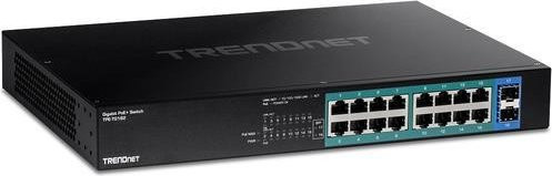 TRENDnet TPE TG182 Switch mit 16 x 10/100/1000 Mbps PoE+ Ports und 2 x SFP, 240 W, Schwarz, Rack-montierbar - Bild 1