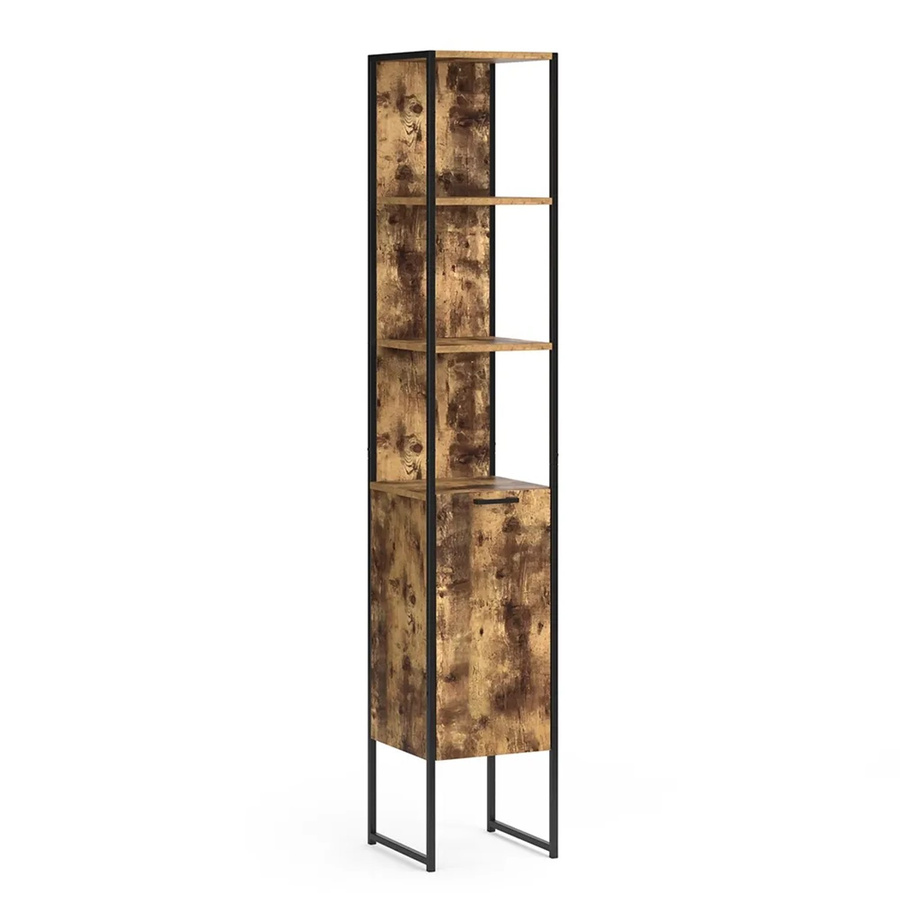 Vicco Badschrank Fyrk Vintage Hochschrank mit 5 Fächern in Braun und Schwarz, B: 33 cm, H: 185 cm - Bild 3