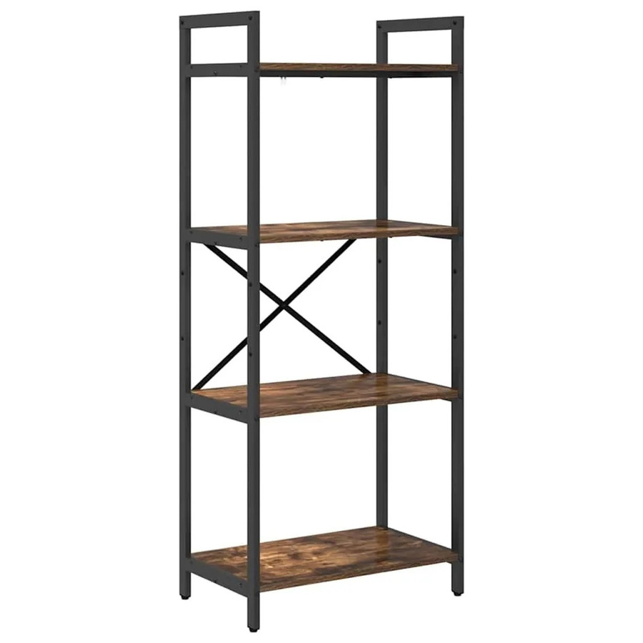 vidaXL Bücherregal im Industrial Design aus Holz und Metall, Farbe Geräucherte Eiche Braun, B/T/H: 56 x 34 x 133,5 cm - Bild 2