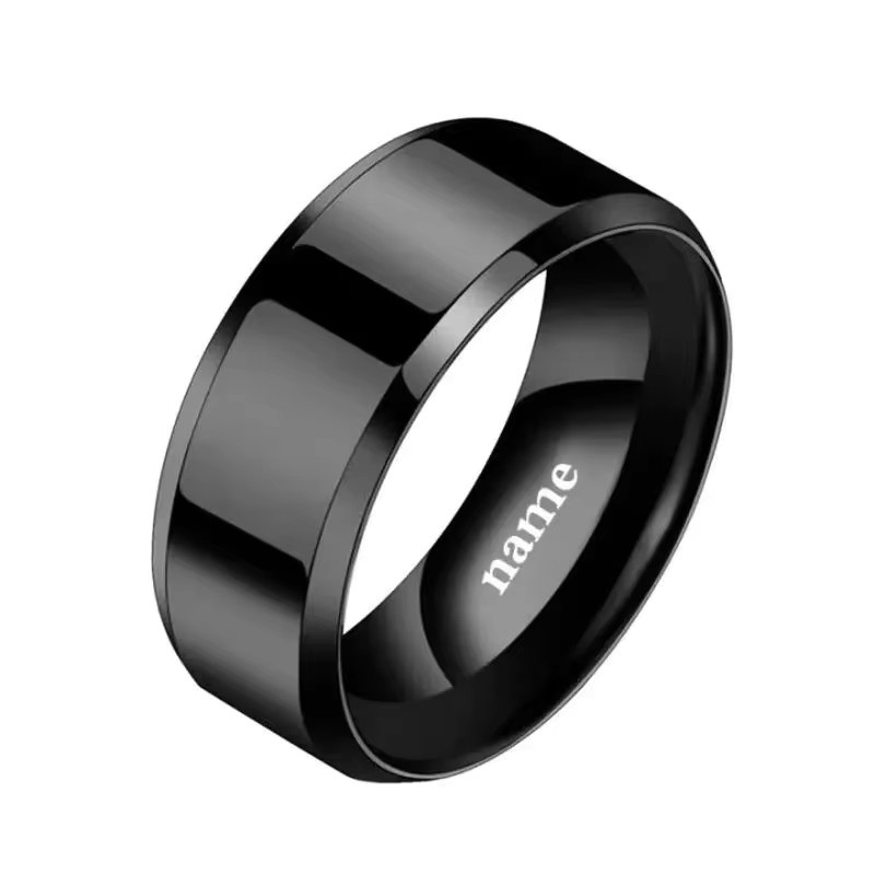 NUOBING Eheringe Edelstahl, 8mm, Schwarz, Unisex - Bild 2