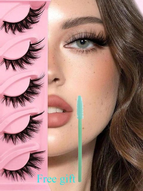 MAGT Künstliche Wimpern Cluster, 5 Paar, Wispy-Cat-Eye-Look, Schwarz & Silber - Bild 1