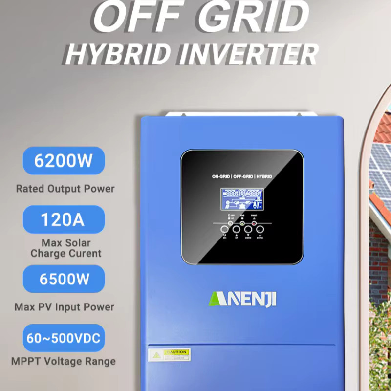 ANENJI Parallel-Hybrid-Solar-Wechselrichter 6,2 kW, 48 V reiner Sinus Off-Grid Wechselrichter mit 120 A MPPT-Laderegler, 230 V, Blau - Bild 3