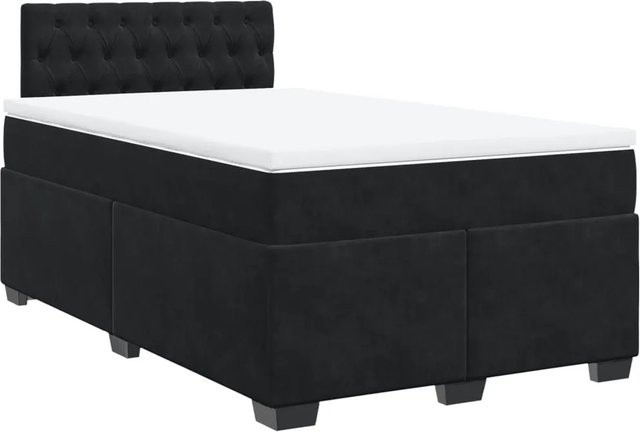 vidaXL Boxspringbett mit Matratze in Schwarz, Hybrid-Design mit Taschenfederkern und Samtbezug, B/T: 120 x 190 cm - Bild 1