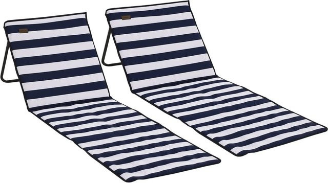 Outsunny Strandliegen 2er-Set aus Oxford-Gewebe und Stahl, Blau und Weiß, B/T/H: 142 x 51 x 40 cm - Bild 1