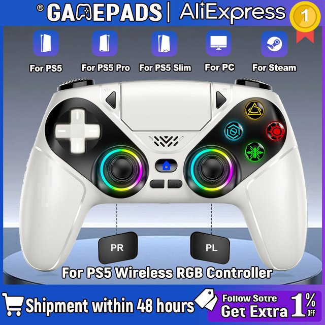 Bonacell Kabelloser Controller für PlayStation 5 in Weiß mit Hall-Joystick und Turbo-Funktion - Bild 1