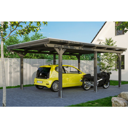 Skan Holz Einzelcarport Emsland aus Leimholz Fichte in Schiefergrau, Breite: 404 cm, Tiefe: 604 cm, Höhe: 242 cm - Bild 4