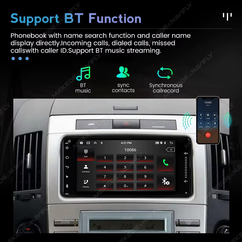 Universal Android 15 Autoradio für Toyota Corolla Camry Prado Rav4 mit Carplay, GPS-Navigation und Multimedia-Videoplayer, Schwarz, 1 Din / 2 Din - Bild 3