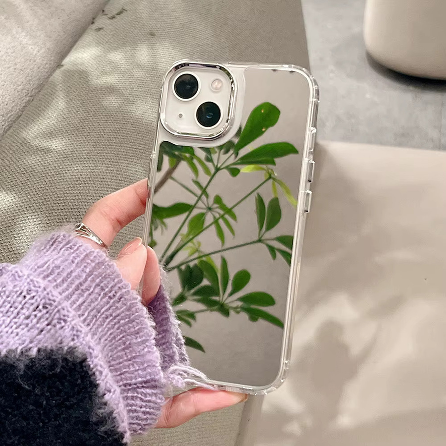 AKABEILA iPhone Hülle mit Make-up-Spiegel und Luxus-Beschichtung, stoßfest, transparent - Bild 2