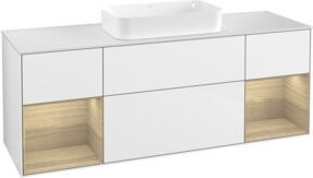V&B Waschtischunterschrank Finion mit Wandbeleuchtung in Weiß, B: 160 cm, T: 50,1 cm, H: 50,1 cm - Bild 1
