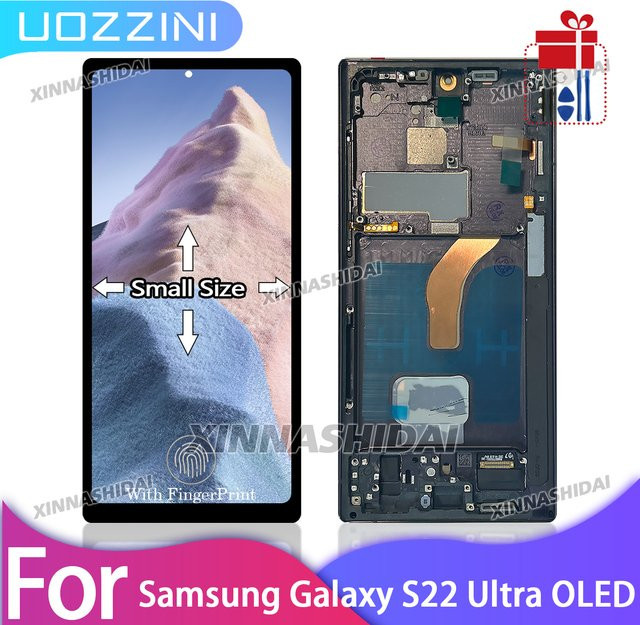 Samsung Galaxy S22 Ultra LCD Display Touchscreen Digitizer mit Rahmen in Schwarz - Bild 1
