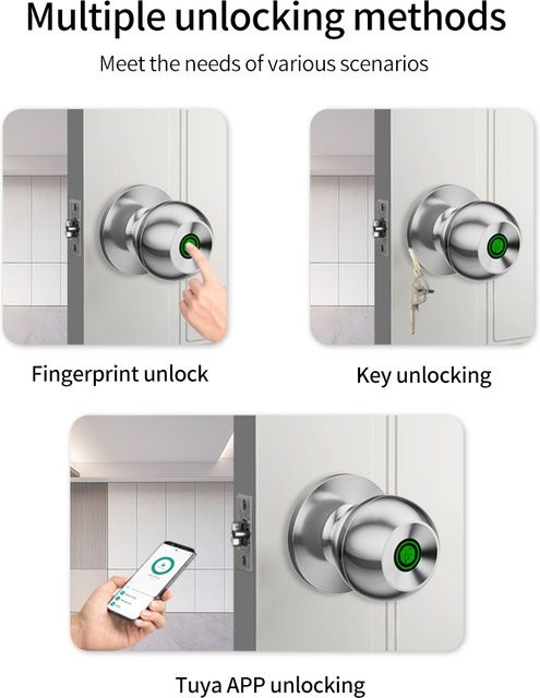 LUCKING DOOR K10 Smart Türschloss mit Tuya App und biometrischem Fingerabdruck-Scanner in Silber - Bild 1
