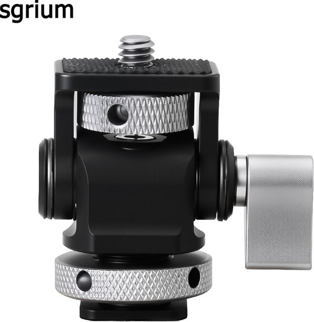 sgrium DSLR-Kameraklemme in Schwarz: Verstellbare Monitorhalterung mit Kaltschuh, Anti-Twist-Funktion und 1/4 Zoll Schraube für Monitor, Blitzlicht oder DIY-Befestigungen - Bild 1