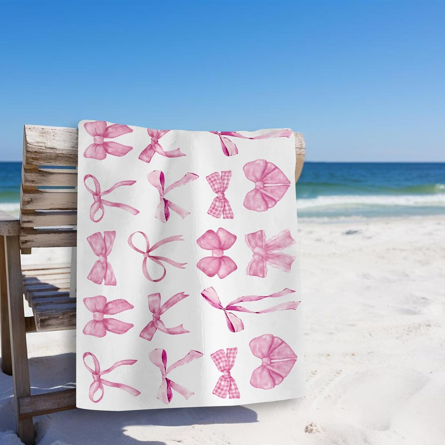 Creative Man Strandtuch mit Schleifenmuster in Rosa und Weiß, B: 30 cm, H: 60 cm - Bild 5