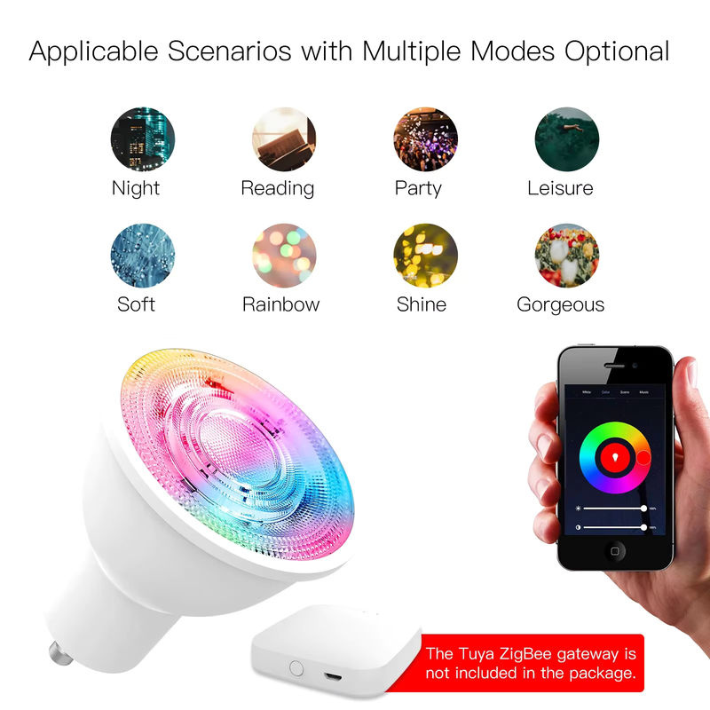 Tuya ZigBee GU10 Smart LED-Lampe RGBW, 4,7 W, dimmbar, Weiß und Multicolour, Smart Life App-Steuerung, kompatibel mit Alexa und Google Home - Bild 4