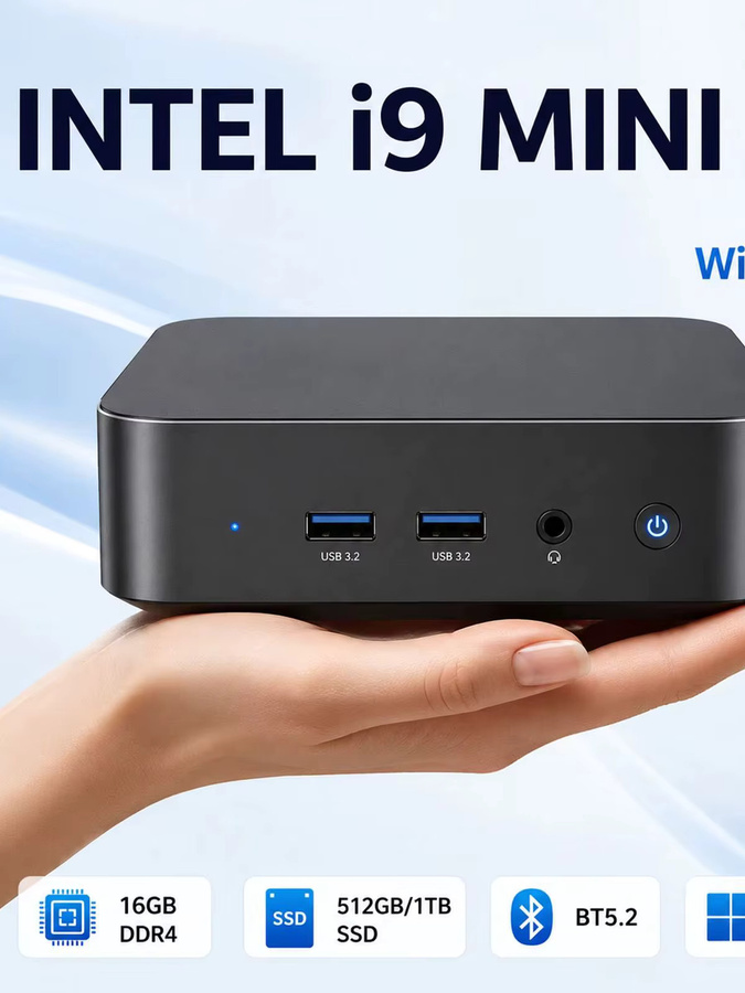 FUCHU Mini-PC mit Windows 11, Intel Core I9-10980HK, 16GB RAM, 1TB SSD, Wi-Fi 6 und Bluetooth 5.2, Schwarz - Bild 4