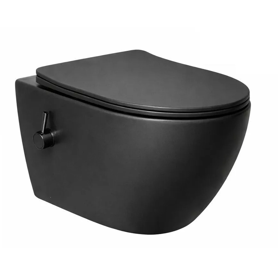 Swiss Aqua Technologies Wand-WC mit Bidet und Wirbelspülung in Schwarzmatt inklusive WC-Sitz mit Absenkautomatik und Montageset, B/T/H: 50 x 36 x 50 cm - Bild 2