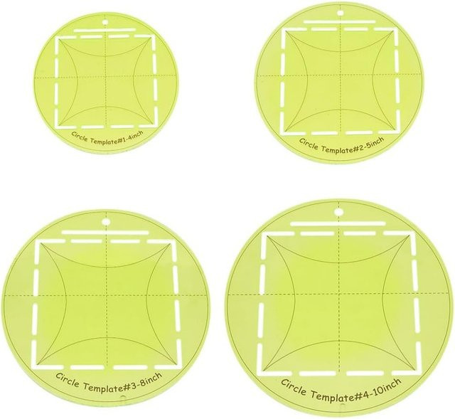 4er Set Kreis-Quilting-Vorlagen aus transparentem Acryl für Näharbeiten, Durchmesser: 4 Zoll, 5 Zoll, 8 Zoll und 10 Zoll - Bild 1