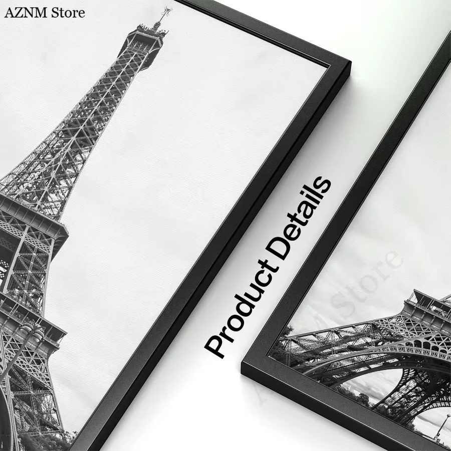 Potdemiel Wandkunst Leinwandmalerei Paris Vintage Motiv in Schwarz Weiß als dekoratives Poster für dein Wohnzimmer - Bild 3