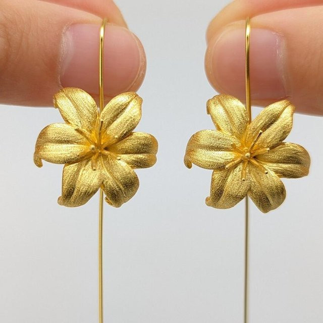 YIRAN Hängeohrringe Messing, Gold, Blume, Damen - Bild 1