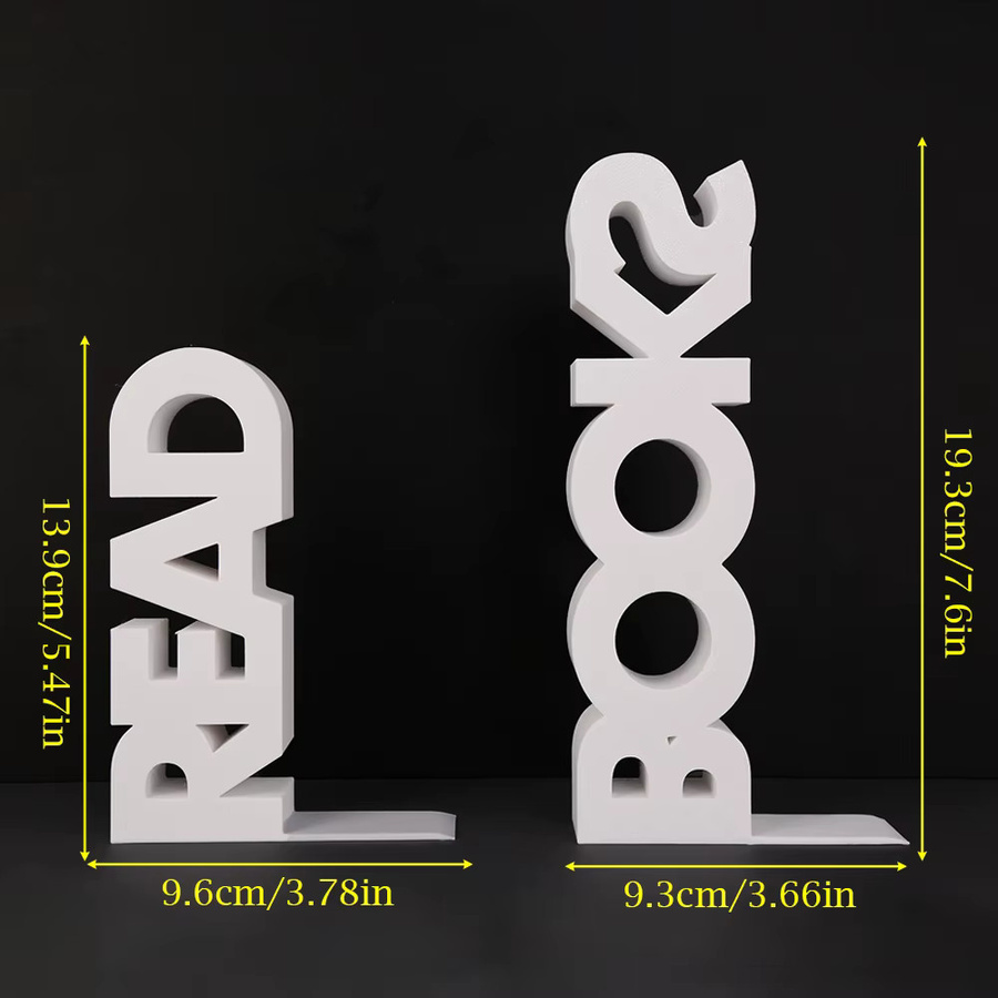 Modernes Buchstützenset READ & BOOK aus Kunststoff in Weiß für deinen Schreibtisch und zur Organisation deiner Bücher - Bild 4