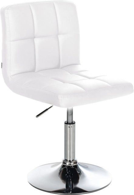 DELUKE Palma Barhocker BANGKO Barstuhl aus Kunstleder in Weiß, höhenverstellbar, drehbar mit Lehne, B/T/H: 44 x 49 x 74 cm - Bild 1