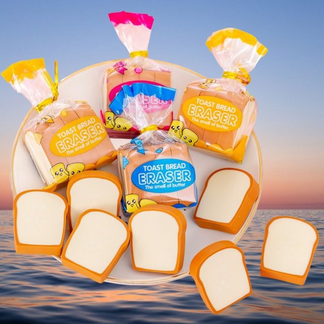 Kreative Radiergummis in Toastbrotform in Taschen, mehrfarbig - Bild 1