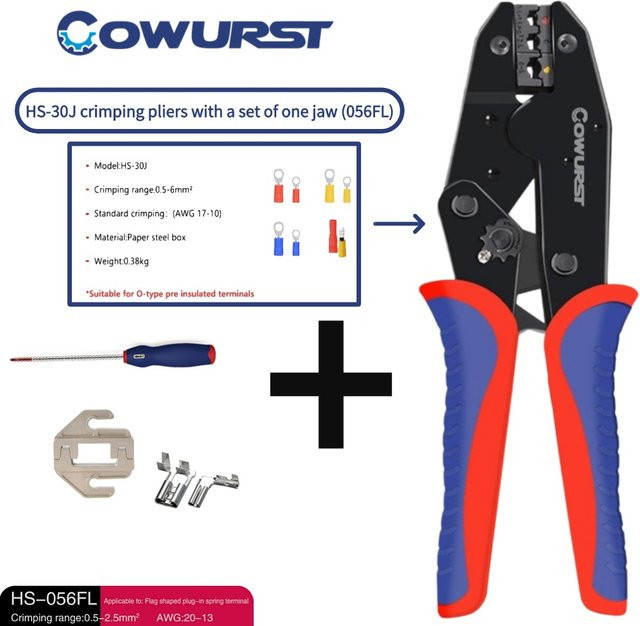 Cowurst HS-30J Vorisolierte Klemmen-Crimpzange mit Crimpbacken Set in Multicolour - Bild 1