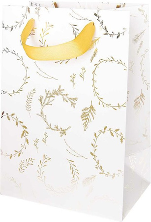 Rico Design Paper Poetry Geschenktüte Nostalgic Christmas Kränze weiß B/T/H: 18 x 12 x 26 cm