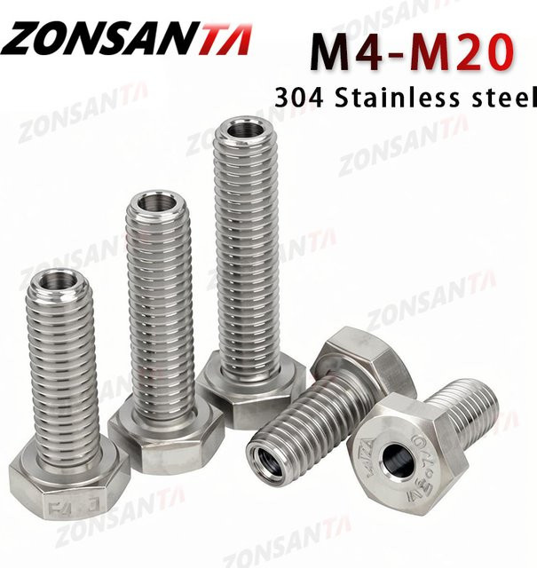 ZONSANTA Hohlschraube aus 304 Edelstahl mit Sechskantkopf in Silber - Bild 1
