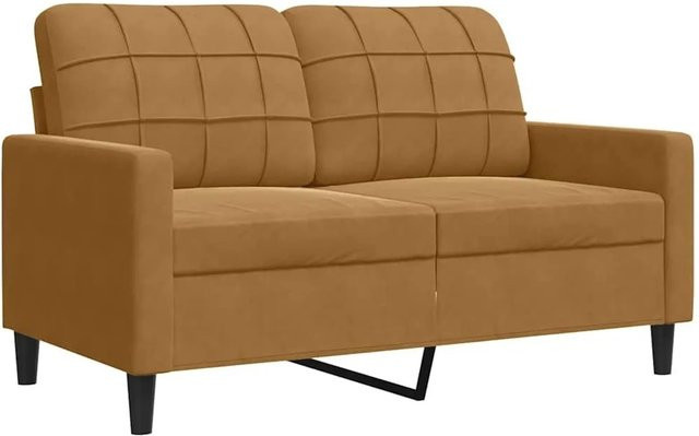 vidaXL 2-Sitzer-Sofa in Braun aus Samt mit Metallgestell, Breite: 120 cm, Höhe: 77 cm, Tiefe: 80 cm - Bild 1