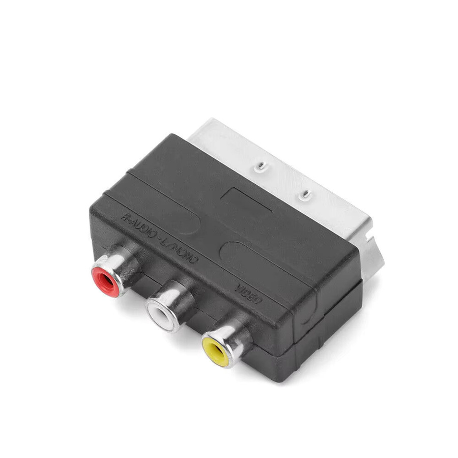 AV TV Audio-Video-Adapter Scart auf 3RCA Phono-Buchse in Schwarz für PS4, WII, DVD und VCR - Bild 2