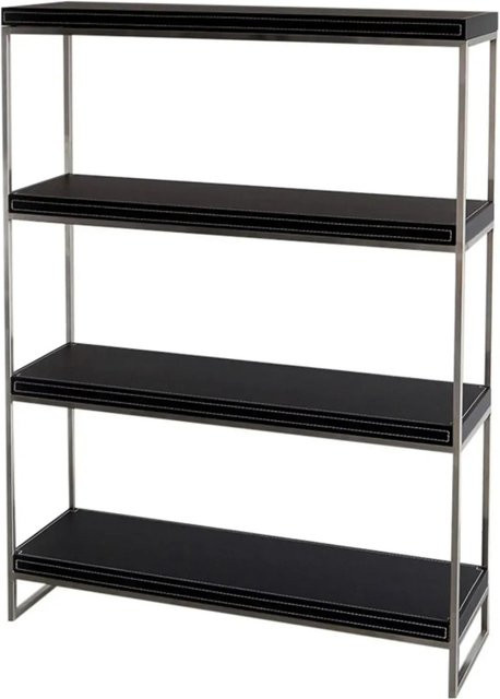 Jet-Line Aktenschrank Regal Forli in Schwarz mit Kunstleder Bezug, H: 114 cm, B: 100 cm, T: 30 cm - Bild 1