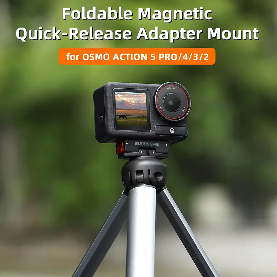 Magnetischer Kamera-Montagesockel aus Aluminiumlegierung mit Schnellspanner und zwei Klauen-Adaptern in Schwarz für DJI Osmo Action 5 Pro, 4, 3 und 2 - Bild 3
