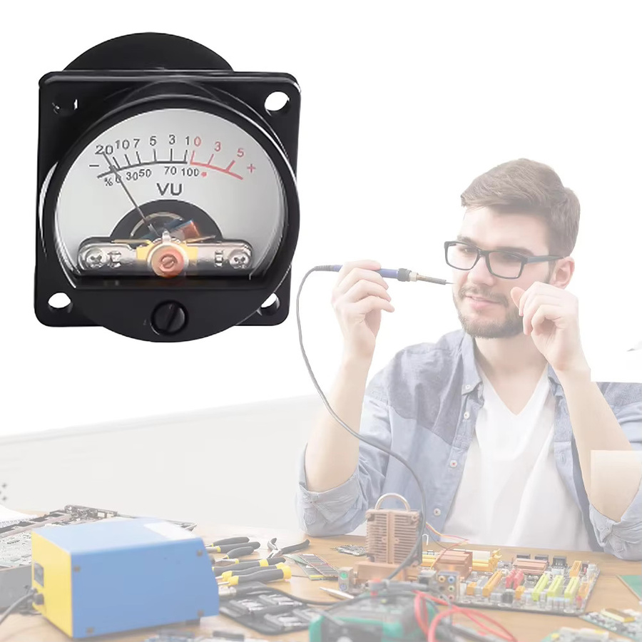 Audio VU Meter Panel mit Warm Backlight für Recording und Amp zur Pegelanzeige in Schwarz - Bild 1