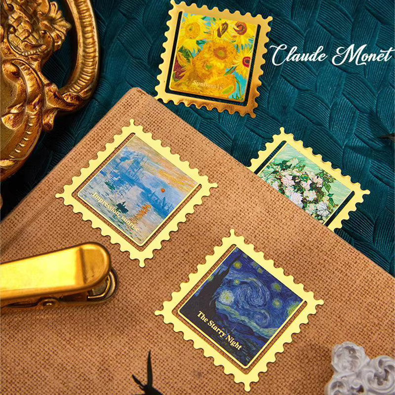 KOQZM Vintage Van Gogh Gemälde Lesezeichen aus goldenem Metall mit gewelltem Rand - Bild 5