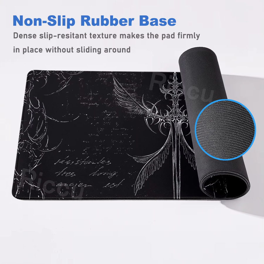 Riccu Schreibtischunterlage Sword Art in Schwarz mit Gothic-Symbol als XXL Mauspad für PC und Gaming-Tastatur - Bild 2