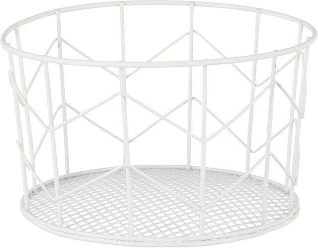Relaxdays Drahtkorb aus Metall in Weiß, Rund, B: 12,5 cm, H: 22 cm - Bild 1