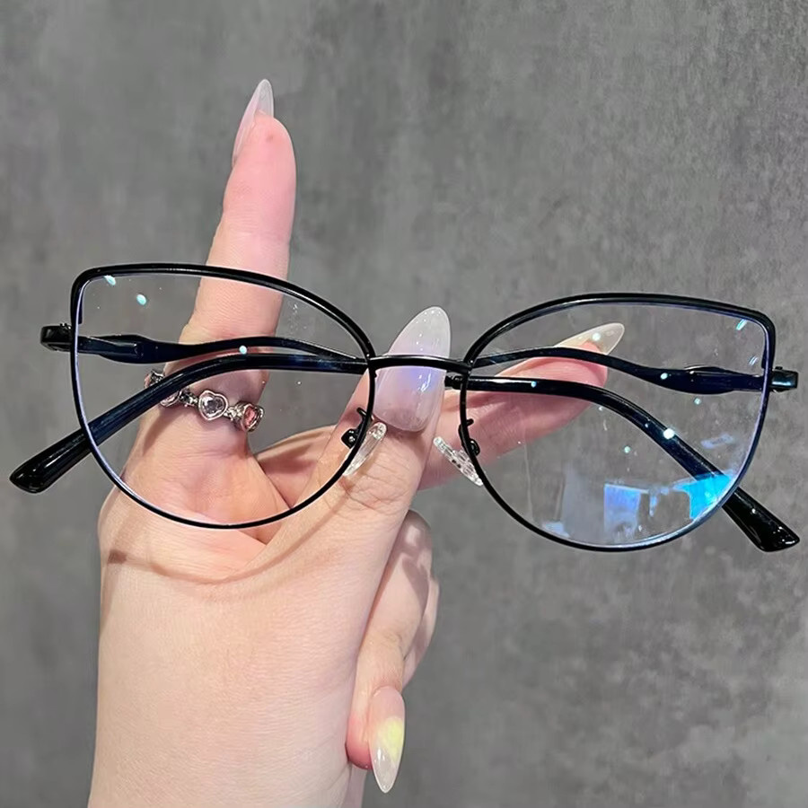 RELEN Korrektionsbrille Cat-Eye, Vollrand, Metall, schwarz, Damen - Bild 1