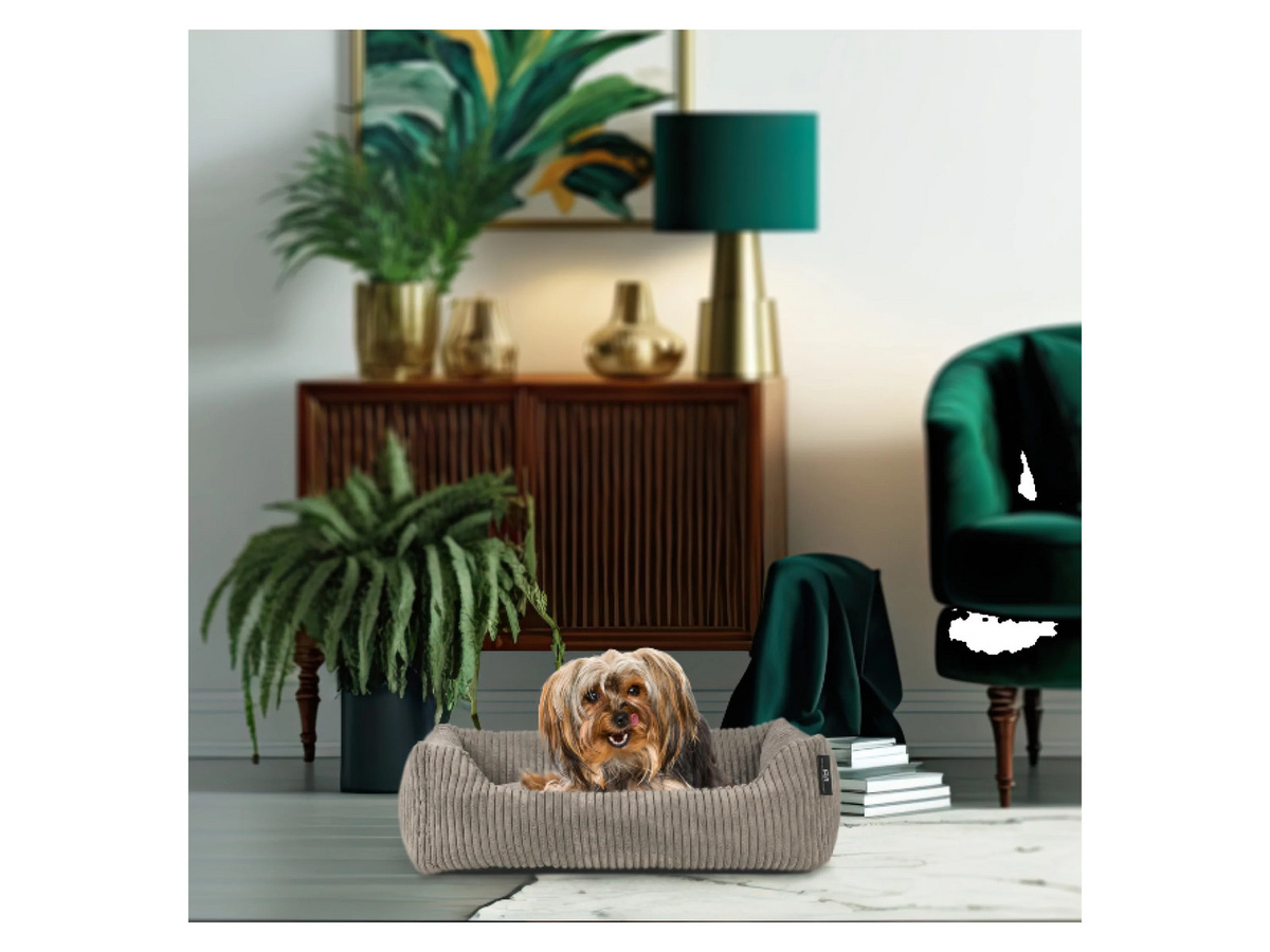 ROHRSCHNEIDER Tierbett Milly in Taupe aus Cordstoff mit abnehmbarem Bezug, B/T/H: 55 x 42 x 15 cm - Bild 3