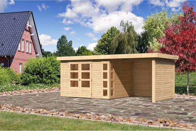 Karibu Holz-Gartenhaus Sölve in Natur mit Flachdach und modernem Design, B/T: 298 x 242 cm - Bild 1