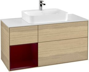 V&B Waschtischunterschrank Finion in Weiß mit linkem Regal, Breite: 120 cm, Tiefe: 50,1 cm, Höhe: 50,1 cm - Bild 1