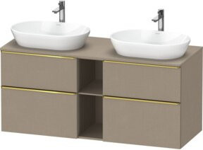 Duravit Waschtischunterschrank D-Neo in Beige, Wandmontage mit Schubladen und offenen Regalfächern, B/T/H: 140 x 55 x 66,4 cm - Bild 1