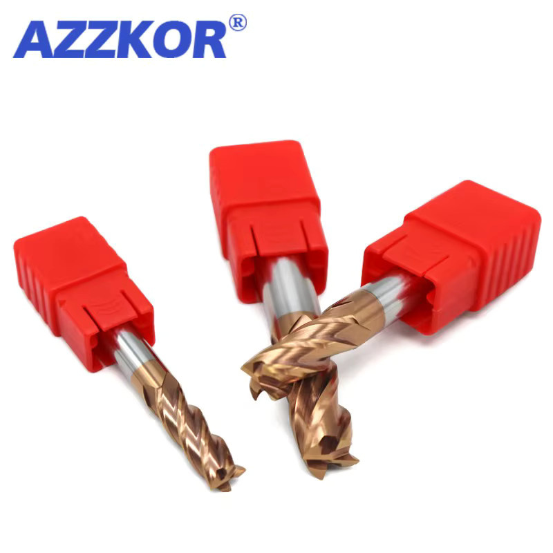 Azzkor 10-teiliges Set 4-Flöten-Flachfräser aus Hartmetall für die CNC-Bearbeitung - Bild 3