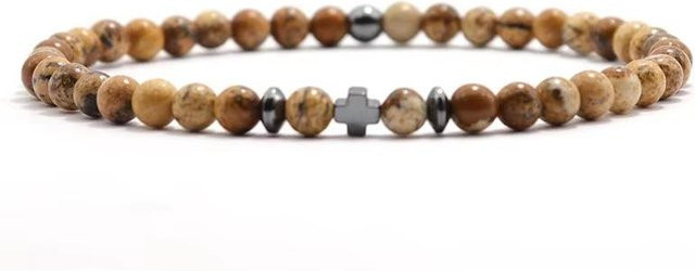 Herrenarmband Hämatit, Kreuzarmband, Reiskorn, Herren - Bild 1